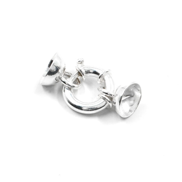 Sterling Silver spring ring clasp size 14mm with cups 10mm Diameter – Silver Color