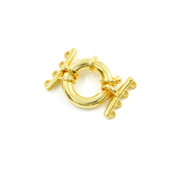Sterling Silver spring clasp round shape size 18mm with 4 hooks bar – Golden Color
