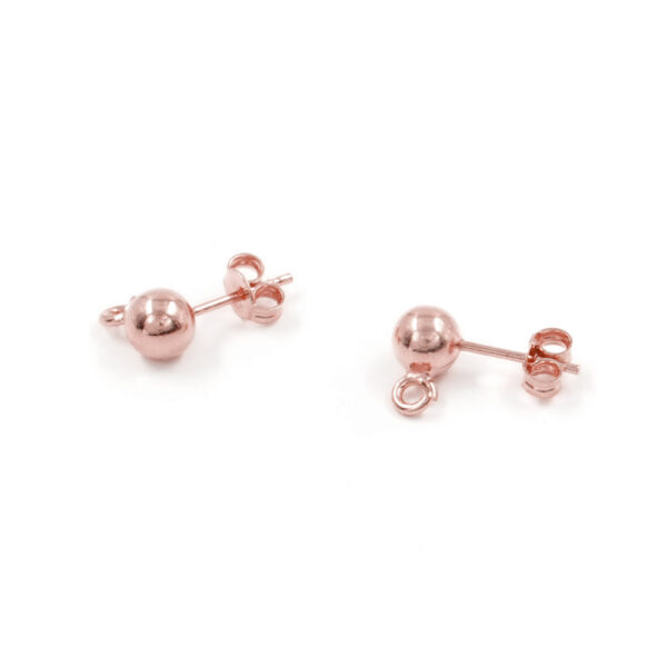 Sterling Silver pressure earrings sphere size 6mm with hook – Rose Color