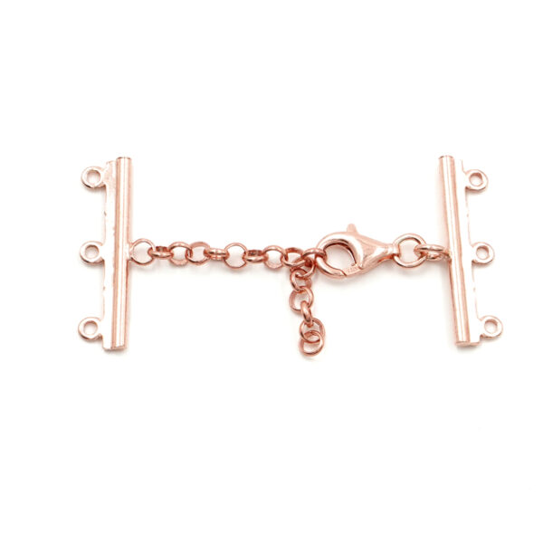 Argento 925 chiusura con moschettone e barra a 3 anelli – Rosato