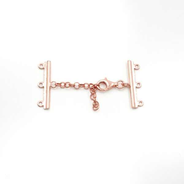 Sterling Silver with lobster clasp and 3 hooks bar – Rose Color