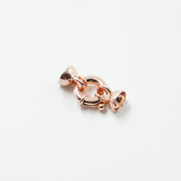 Sterling Silver spring ring clasp size 12mm with cups 8mm Diameter – Rose Color