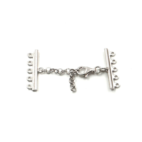 Sterling Silver with lobster clasp and 5 hooks bar – Rhodium Color
