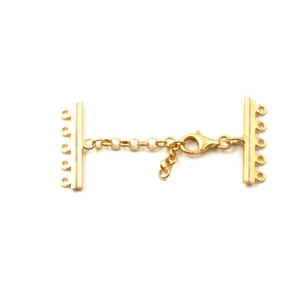 Sterling Silver with lobster clasp and 5 hooks bar – Golden Color