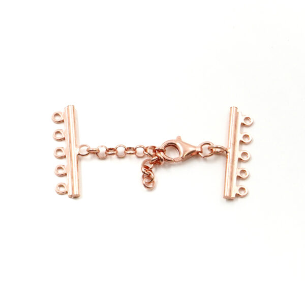 Sterling Silver with lobster clasp and 5 hooks bar – Rose Color