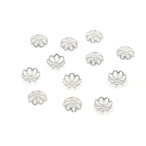 Sterling Silver perforated cup size 8mm [20pcs Bags] – Silver Color