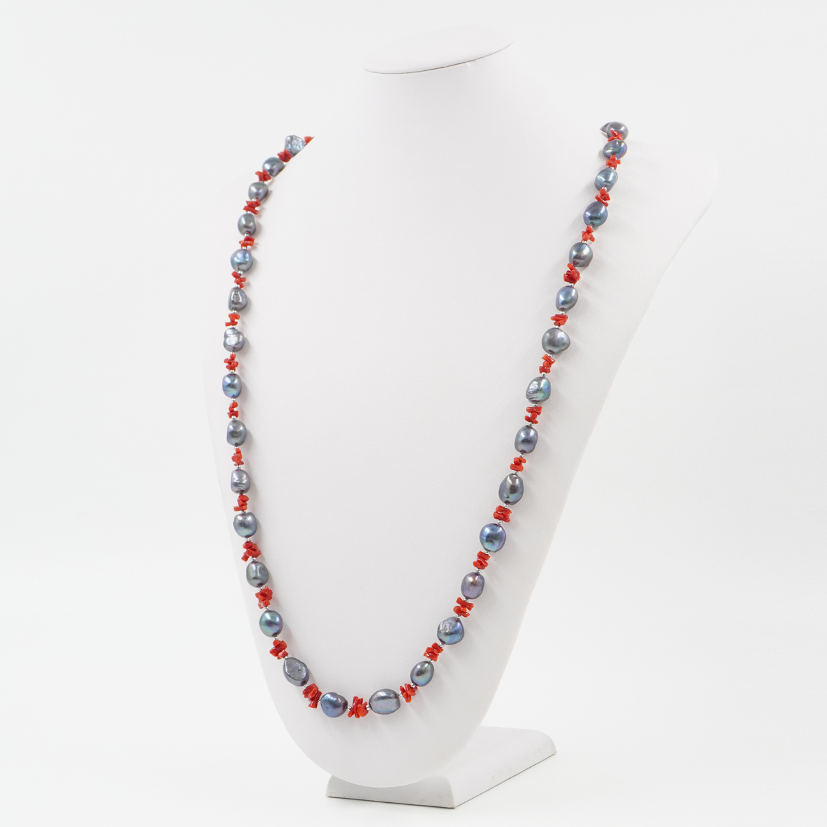 Collana con perla, corallo, ematite, chiusura in argento 925 – Rosato - immagine 2