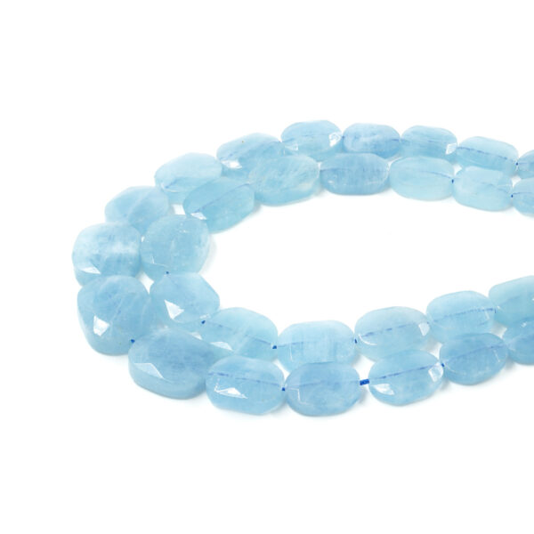 Aquamarina strands faceted flat tumble shape – Various Size