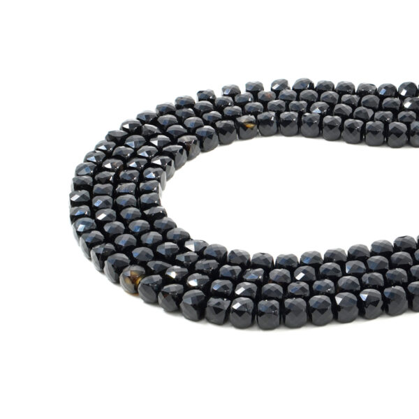 Black Agate strands faceted dice shape size 9mm