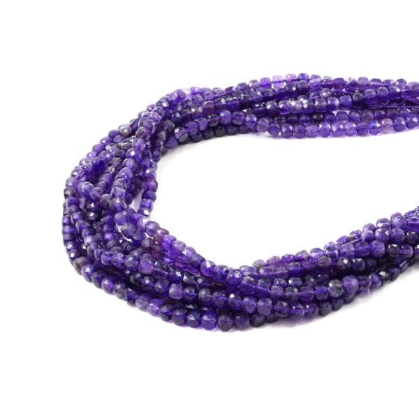 Amethyst strands faceted dice shape size 6mm