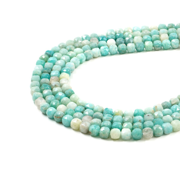 Amazonite strands faceted dice shape size 8mm