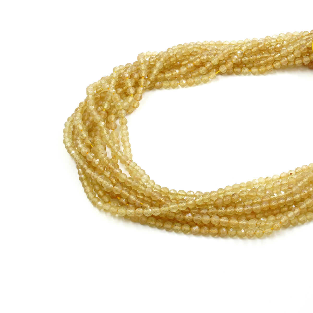 Yellow Apatite strands faceted round shape size 4mm