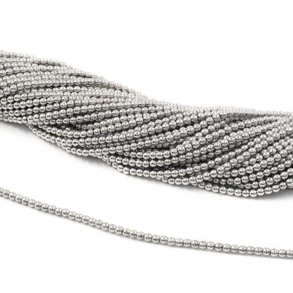 Hematite strands round shape size 2mm – Silver Color