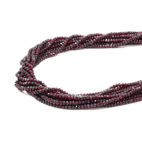 Garnet strands faceted washer shape size 4x3mm