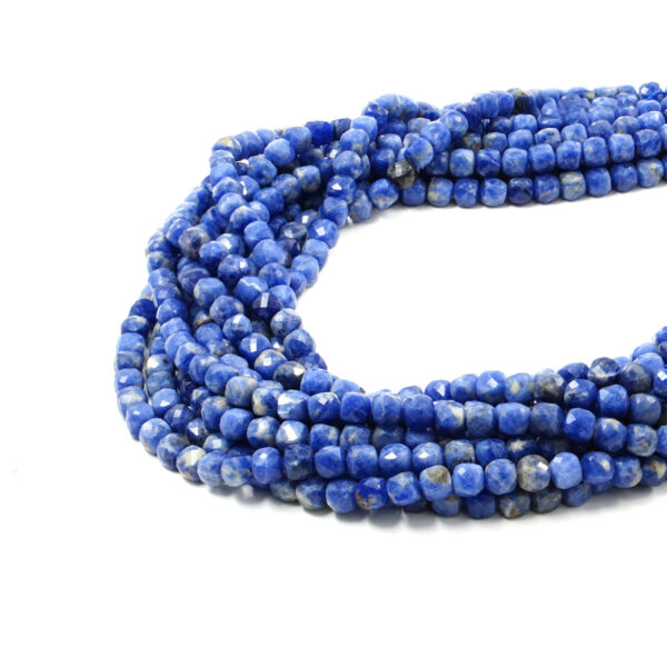 Sodalite strands faceted dice shape size 6mm