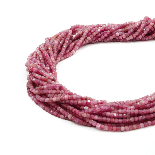 Tourmaline strands faceted dice shape size 3mm
