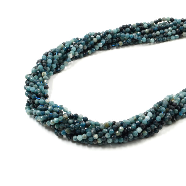 Blue Tourmaline strands faceted round shape size 3½ mm