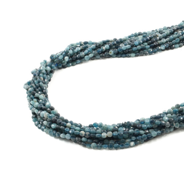 Blue Tourmaline strands faceted coin shape size 4mm