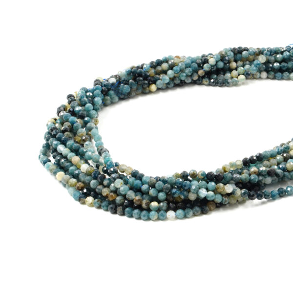 Blue Tourmaline strands faceted round shape size 4mm