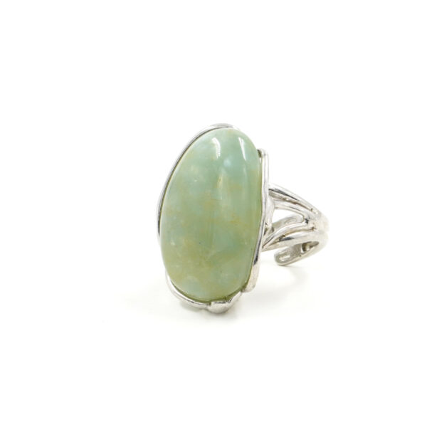 Sterling Silver Ring with aquamarine - Rhodium Color