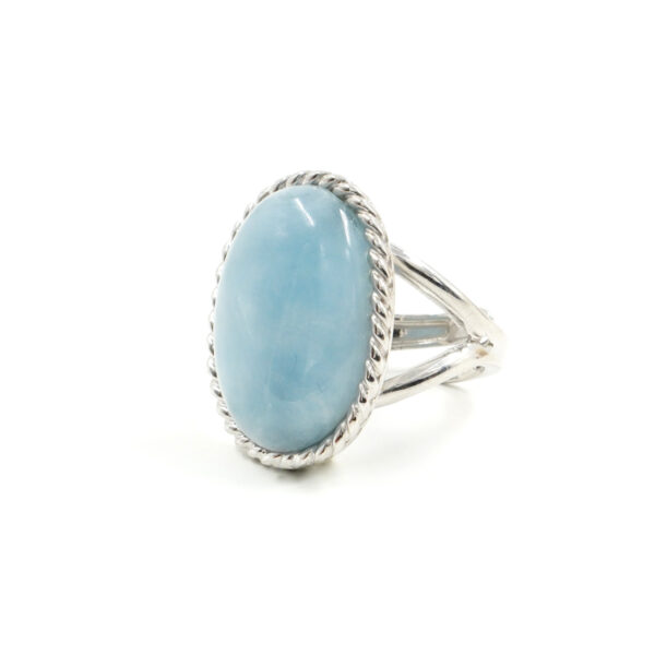 Sterling Silver Ring with aquamarine - Rhodium Color