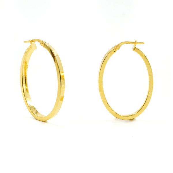Sterling Silver Earrings oval shape size 25x35mm – Golden color