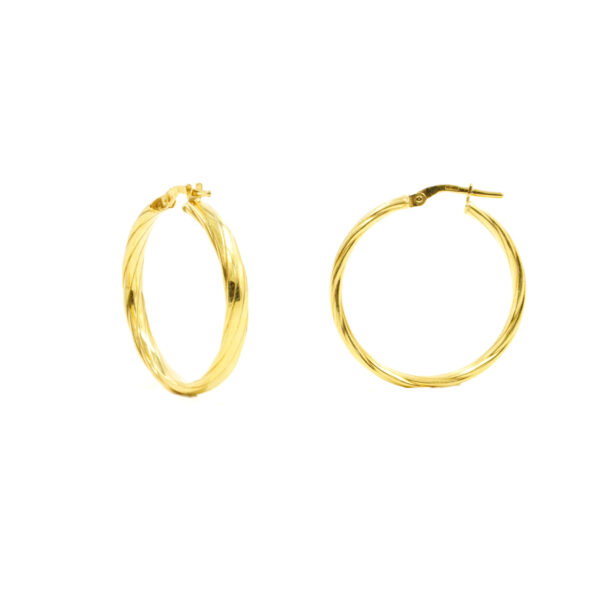 Sterling Silver Earrings round shape size 30mm – Golden color