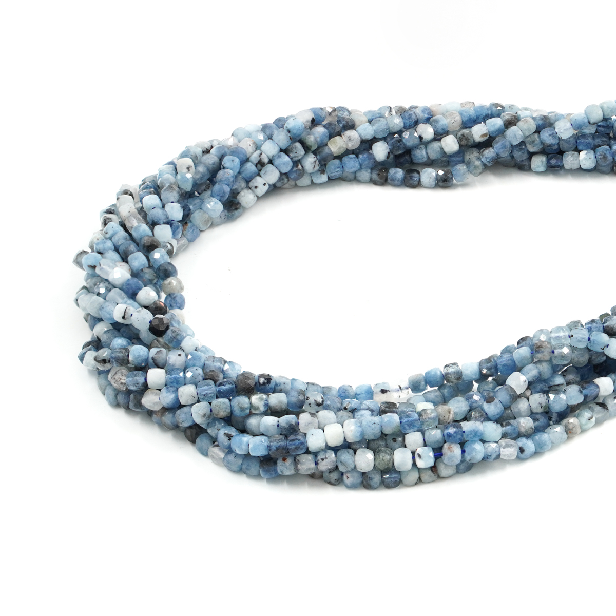 Aquamarina strands faceted dice shape size 4mm