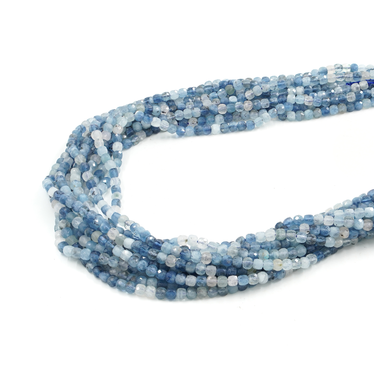 Aquamarina strands faceted dice shape size 4mm – Quality A