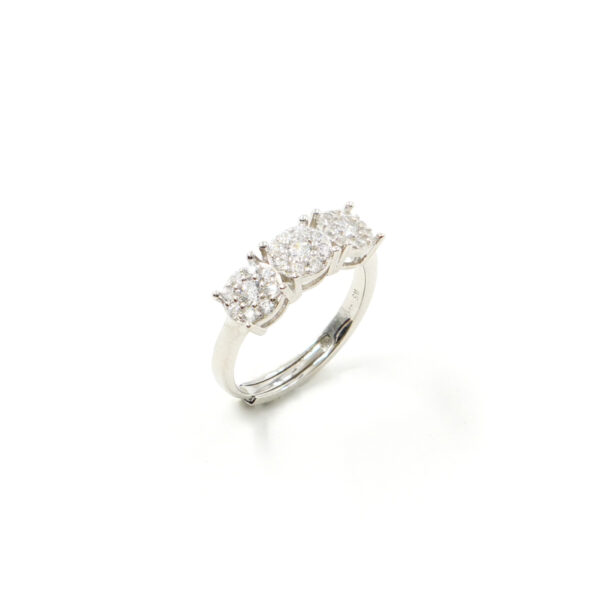 Anello Trilogy in argento 925 con zirconi bianchi – Rodiato