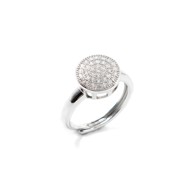 Anello toppa in argento 925 con zirconi bianchi – Rodiato