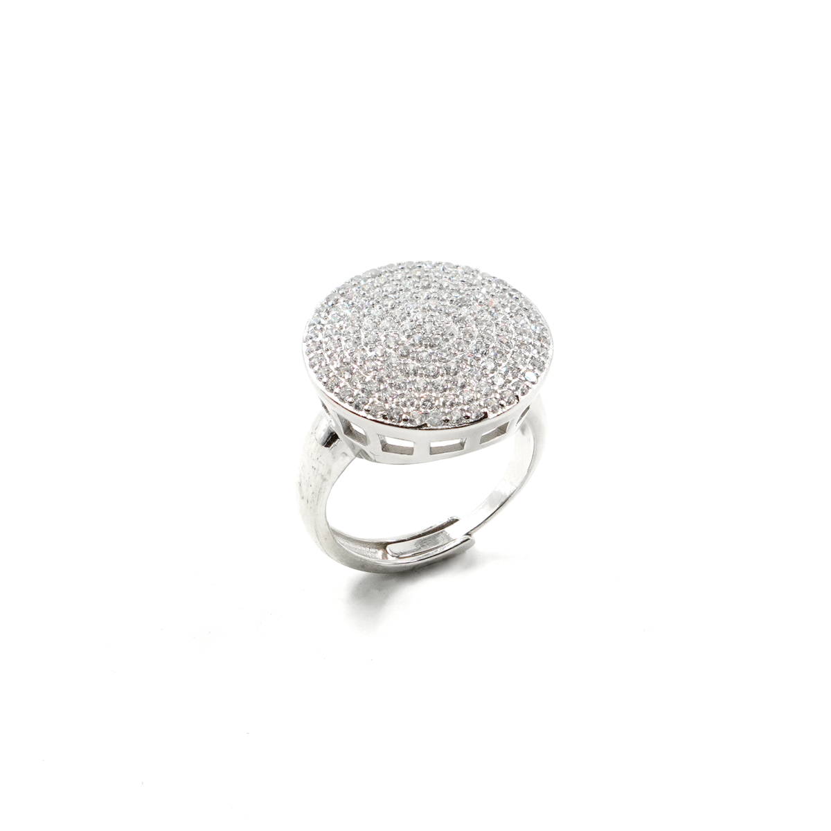 Sterling Silver ring with white zircons – Rhodium Color