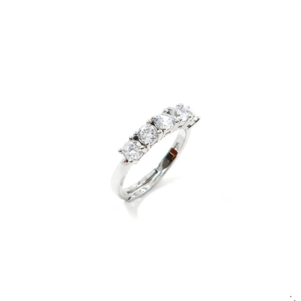 Sterling Silver Eternity Ring five stone with white zircons – Rhodium Color