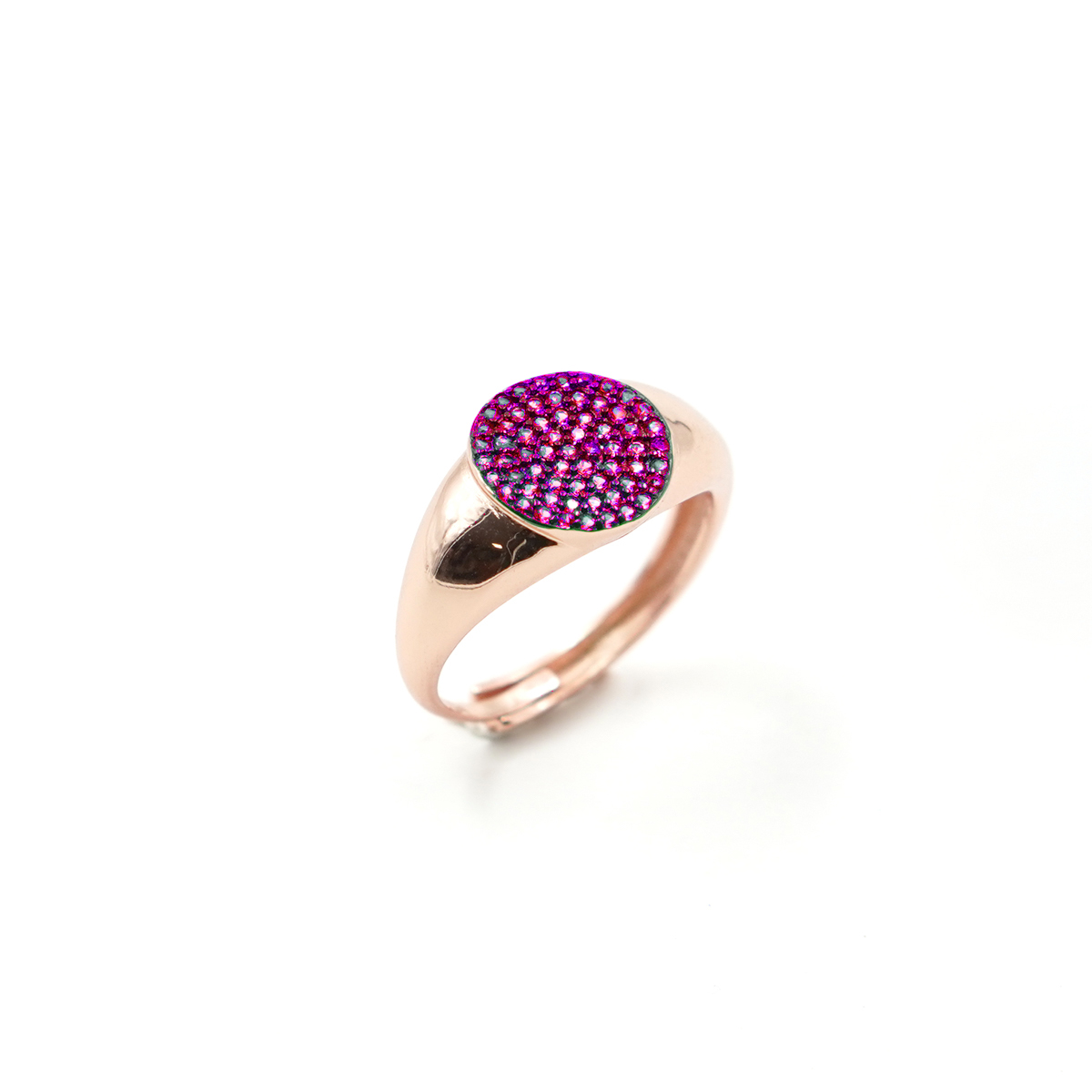 Sterling Silver pave' rings with red zircons – Rose Color