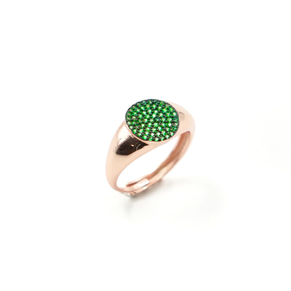 Anello toppa in argento 925 con zirconi verdi – Rosato
