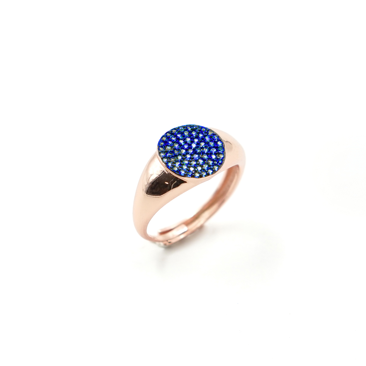 Sterling Silver pave' rings with blue zircons – Rose Color