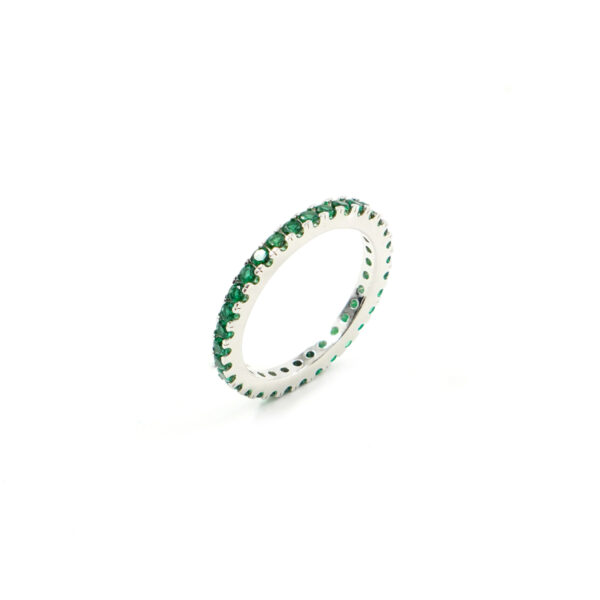 Anello Veretta a Giro in argento 925 con zirconi verdi – Rodiato