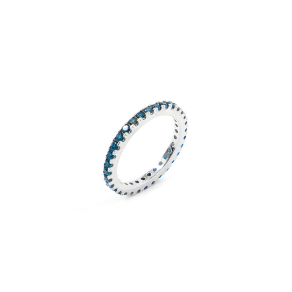 Anello Veretta a Giro in argento 925 con zirconi blu – Rodiato