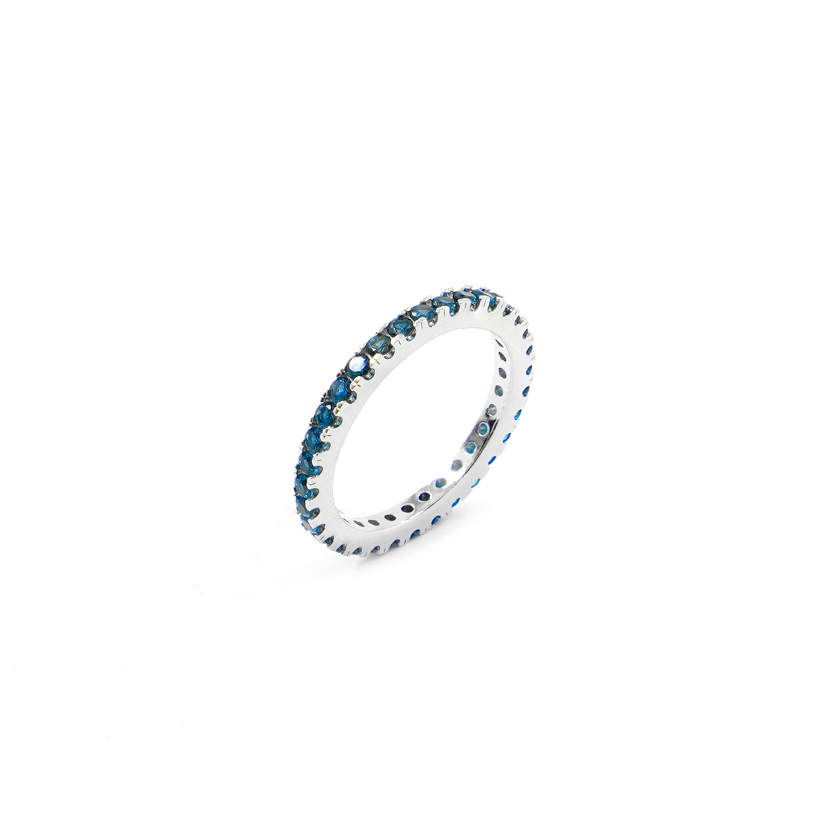 Sterling Silver Eternity Ring with blue zircons – Rhodium Color