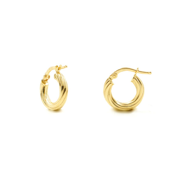 Sterling Silver earrings striped ring shape size 16mm – Golden Color