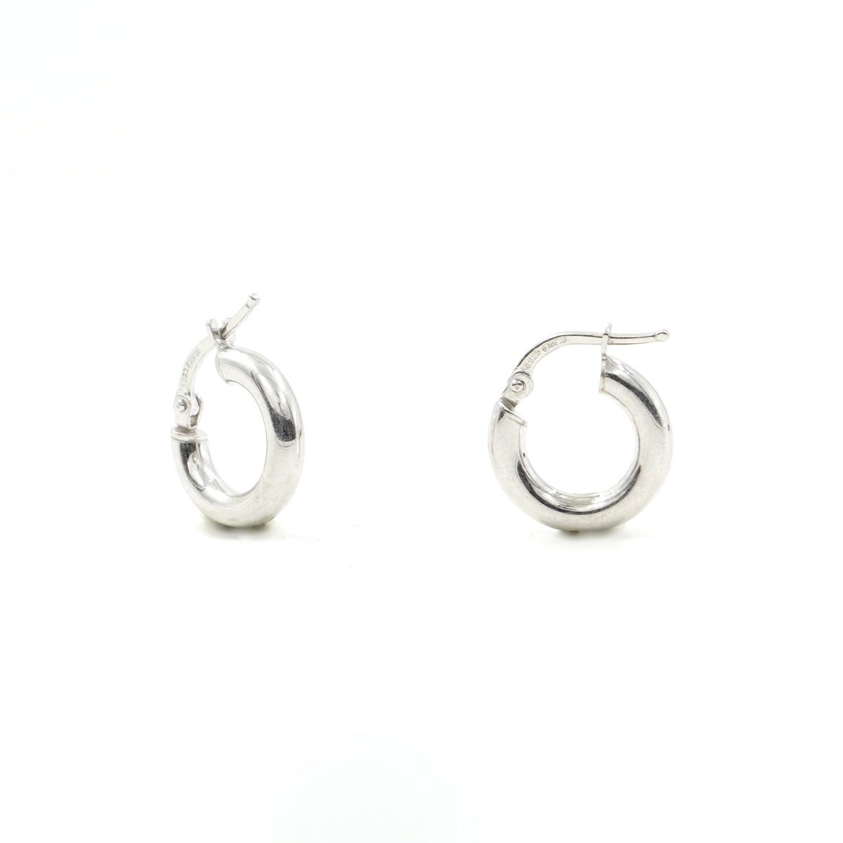 Orecchini cerchio in argento 925 a baionetta 14mm – Rodiato