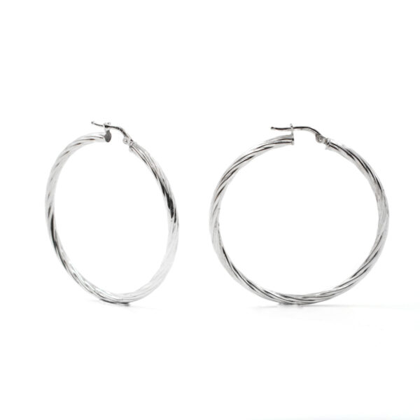 Sterling Silver earrings spiral ring shape size 45mm – Rhodium Color