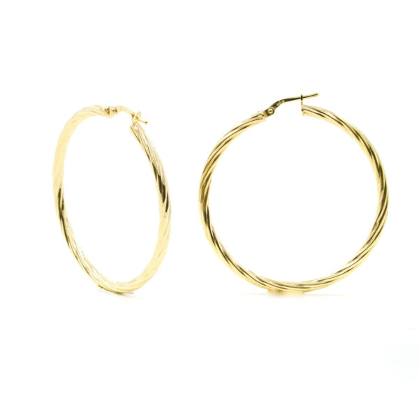 Sterling Silver earrings spiral ring shape size 45mm – Golden Color