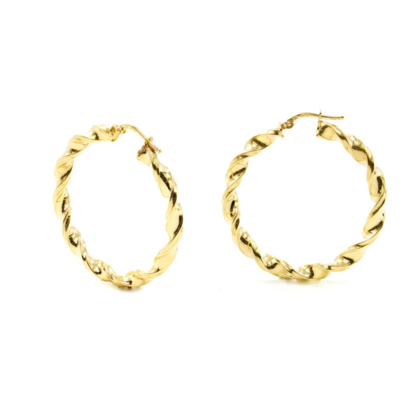 Sterling Silver earrings spiral ring shape size 37mm – Golden Color