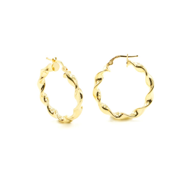 Sterling Silver earrings spiral ring shape size 27mm – Golden Color