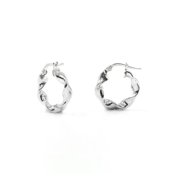 Sterling Silver earrings spiral ring shape size 18mm – Rhodium Color