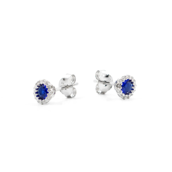 Sterling Silver earrings with blue and white zircon – Rhodium Color