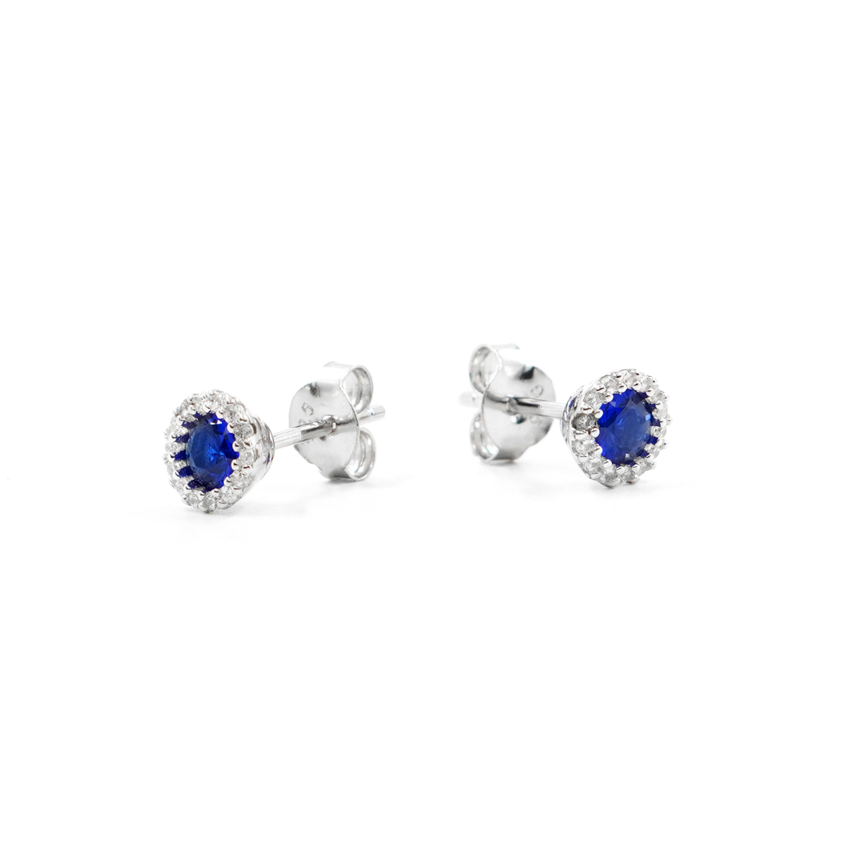 Orecchini in argento 925 con zirconi blu e bianchi – Rodiato