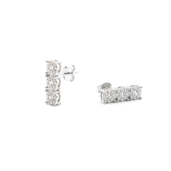 Trilogy Sterling Silver earrings with white zircons – Rhodium Color