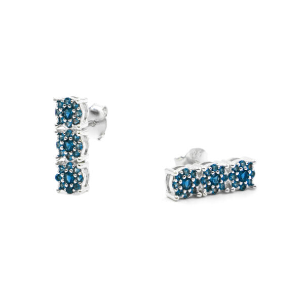 Trilogy Sterling Silver earrings with blue zircons – Rhodium Color
